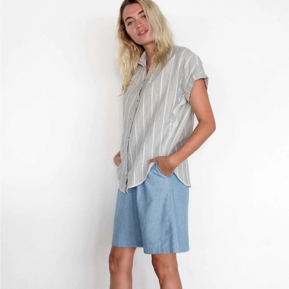 Mollusk California Bossa Shirt 100% Cotton Striped Button Shirt Size X Small - Picture 7 of 9